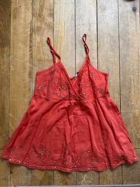 y2k Atmosphere Coral Embroidered Tank Top